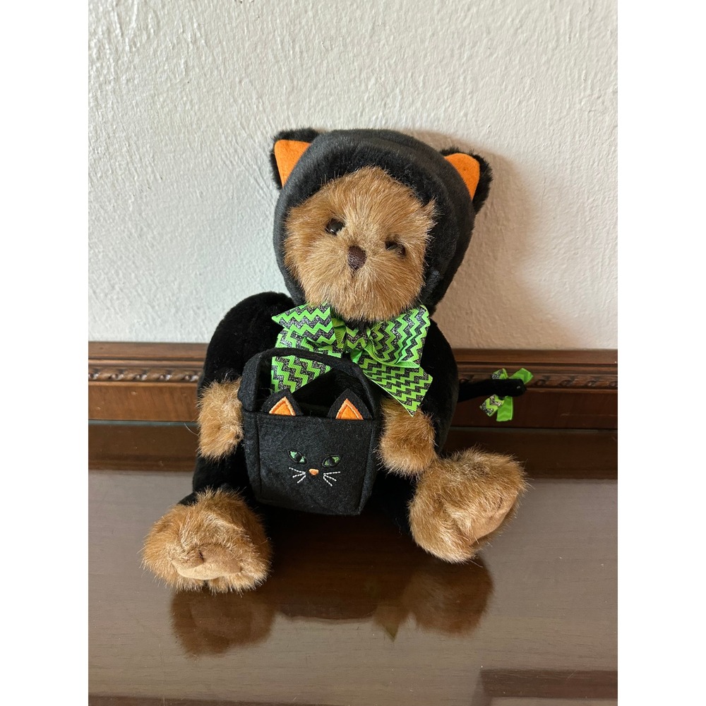 Bearington Collection 13''‎ Midnight Magic Halloween Teddy Bear Black Cat Plush